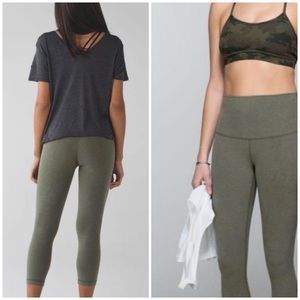Lululemon Wunder Under Fatigue Green Crop Leggings
